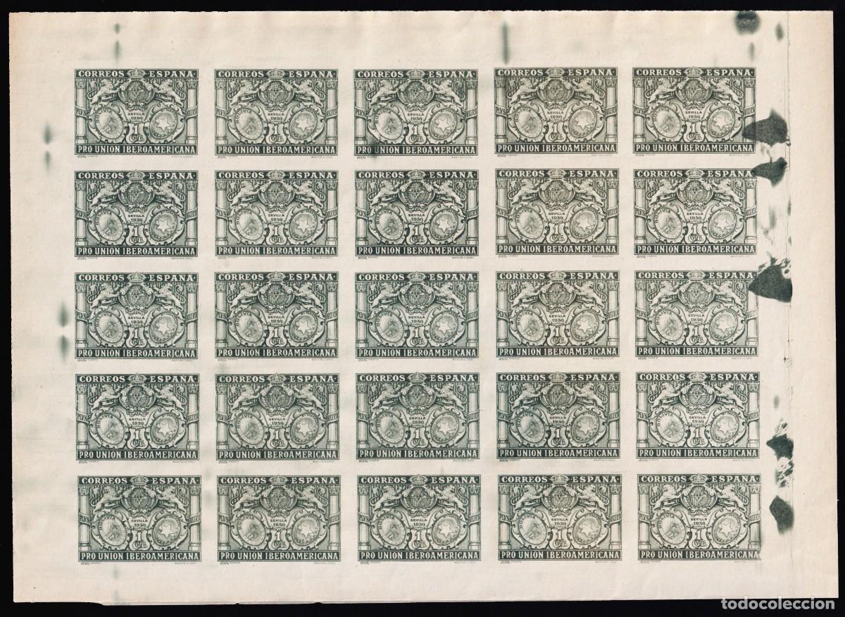 Sellos: ESPA&Ntilde;A, 1930 EDIFIL N&ordm; 566s /**/, 1 c. verde [Variedades de Impresi&oacute;n / SIN DENTAR.]