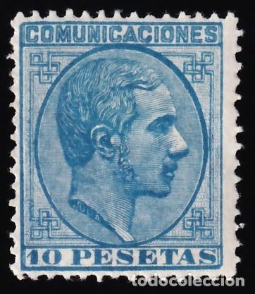 Sellos: ESPA&Ntilde;A, 1878 EDIFIL N&ordm; 199 /*/, 10 pts. azul