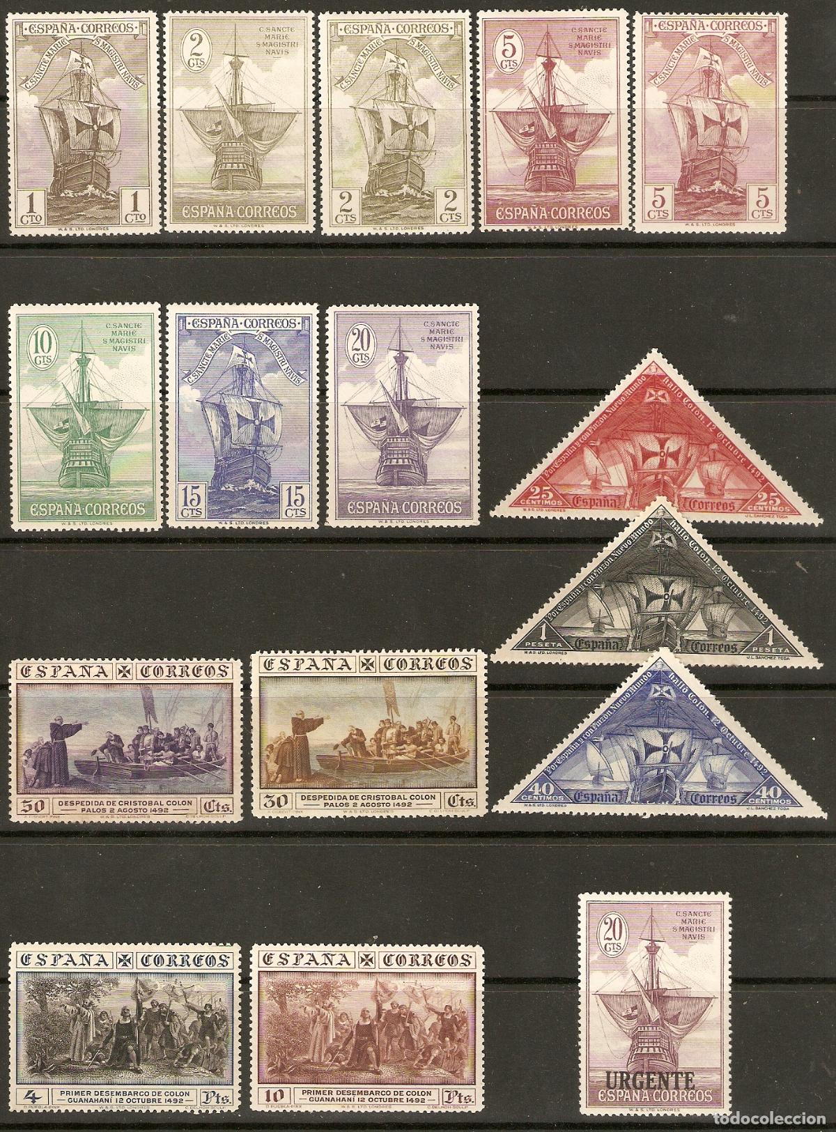 Stamps: 1930 DESCUBRIMIENTO DE AMERICA EDIFIL 531/546* CON FIJASELLOS
