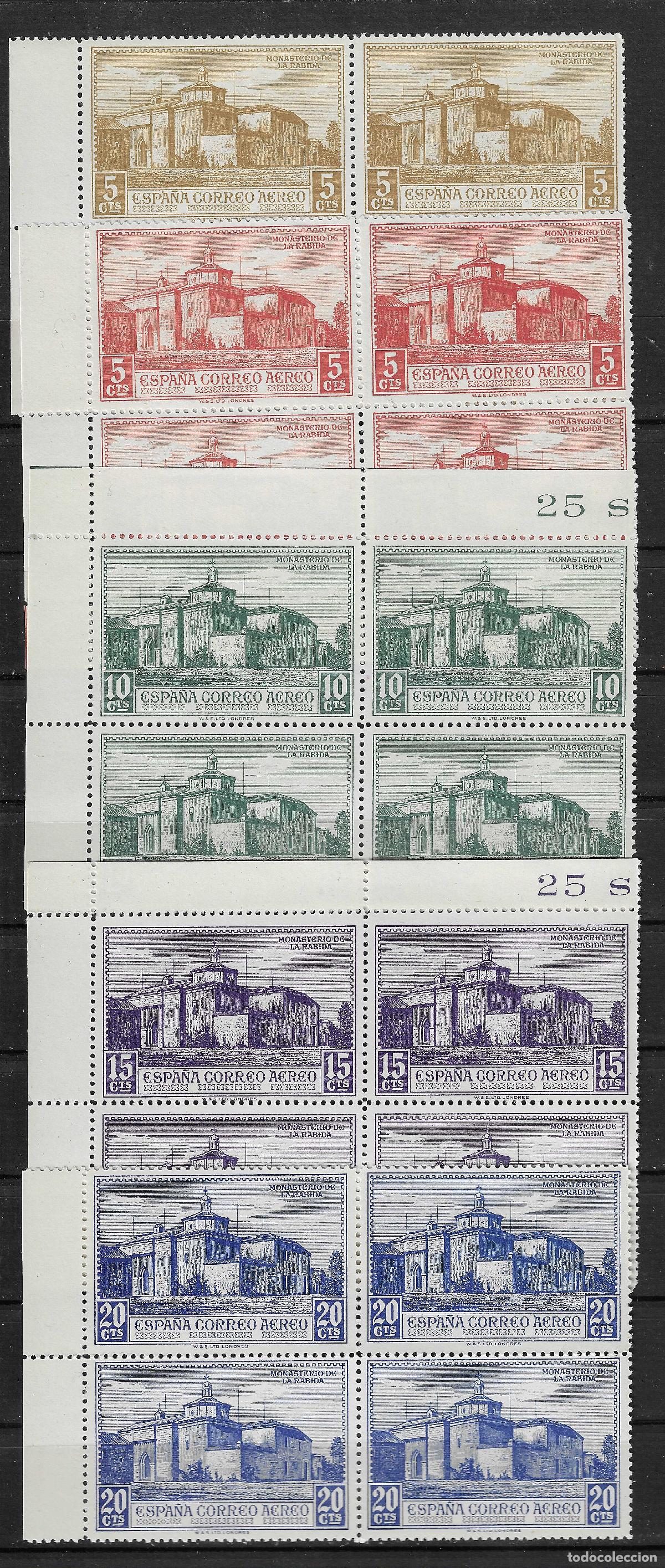 Stamps: 1930 DESCUBRIMIENTO DE AMERICA EDIFIL 547/551** SIN FIJASELLOS BLOQUES DE 4 BORDES DE HOJA
