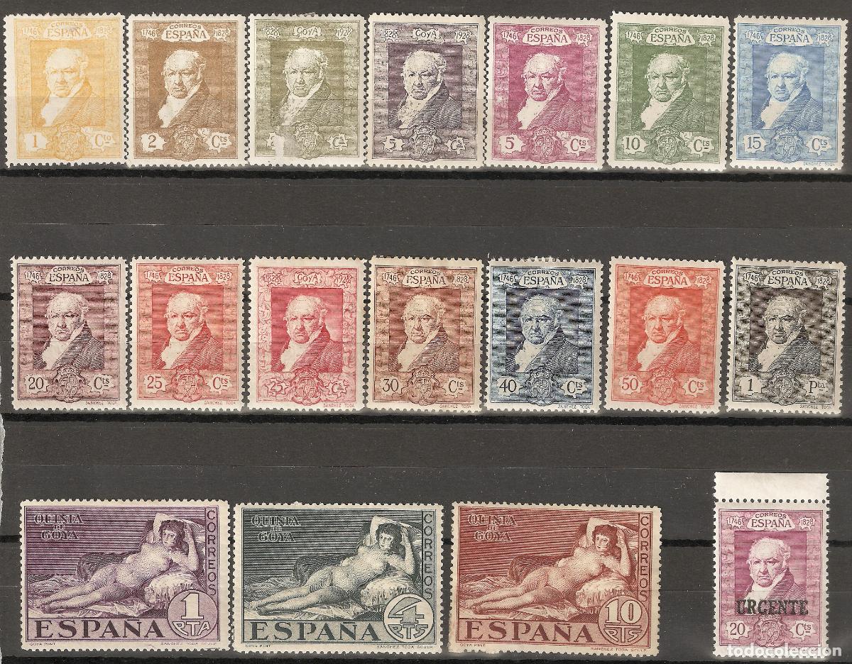 Stamps: 1930 QUINTA DE GOYA EDIFIL 499/6* CON FIJASELLOS