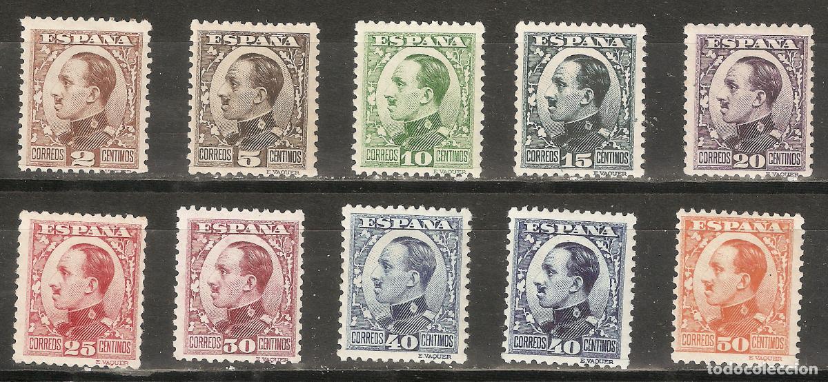 Stamps: 1930 ALFONSO XIII VAQUER DE PERFIL EDIFIL 490/8* CON FIJASELLOS BIEN CENTRADOS CON 497A