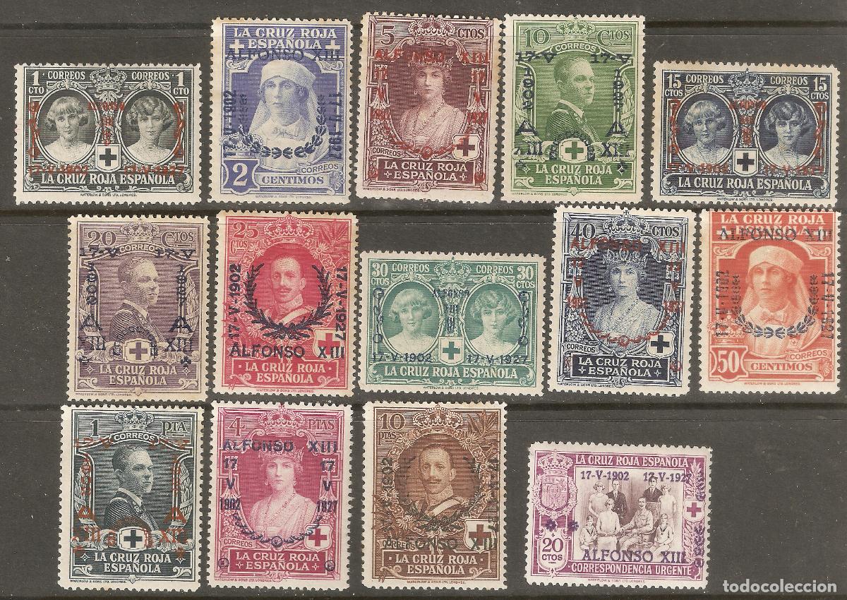 Stamps: 1927 ANIVERSARIO DE LA JURA EDIFIL 349/362* CON FIJASELLOS