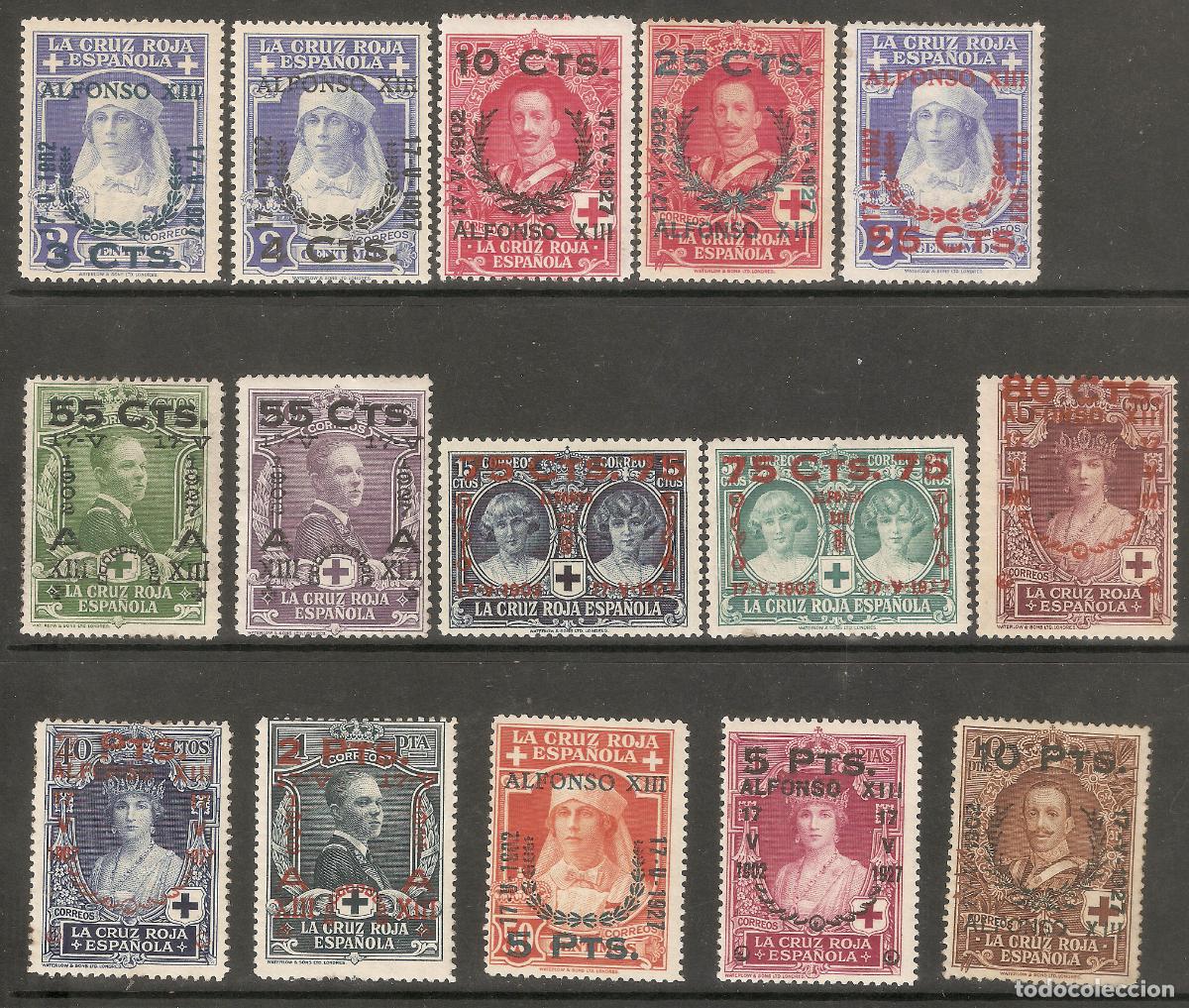 Stamps: 1927 ANIVERSARIO DE LA JURA EDIFIL 373/387* CON FIJASELLOS