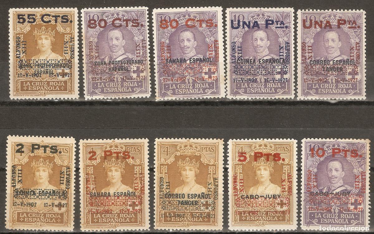Stamps: 1927 ANIVERSARIO DE LA CORONACION EDIFIL 392/401* CON FIJASELLOS