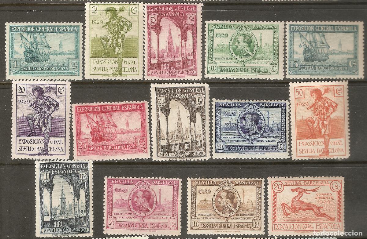 Stamps: 1929 EXPOSICIONES DE SEVILLA Y BARCELONA EDIFIL 434/447** SIN FIJASELLOS