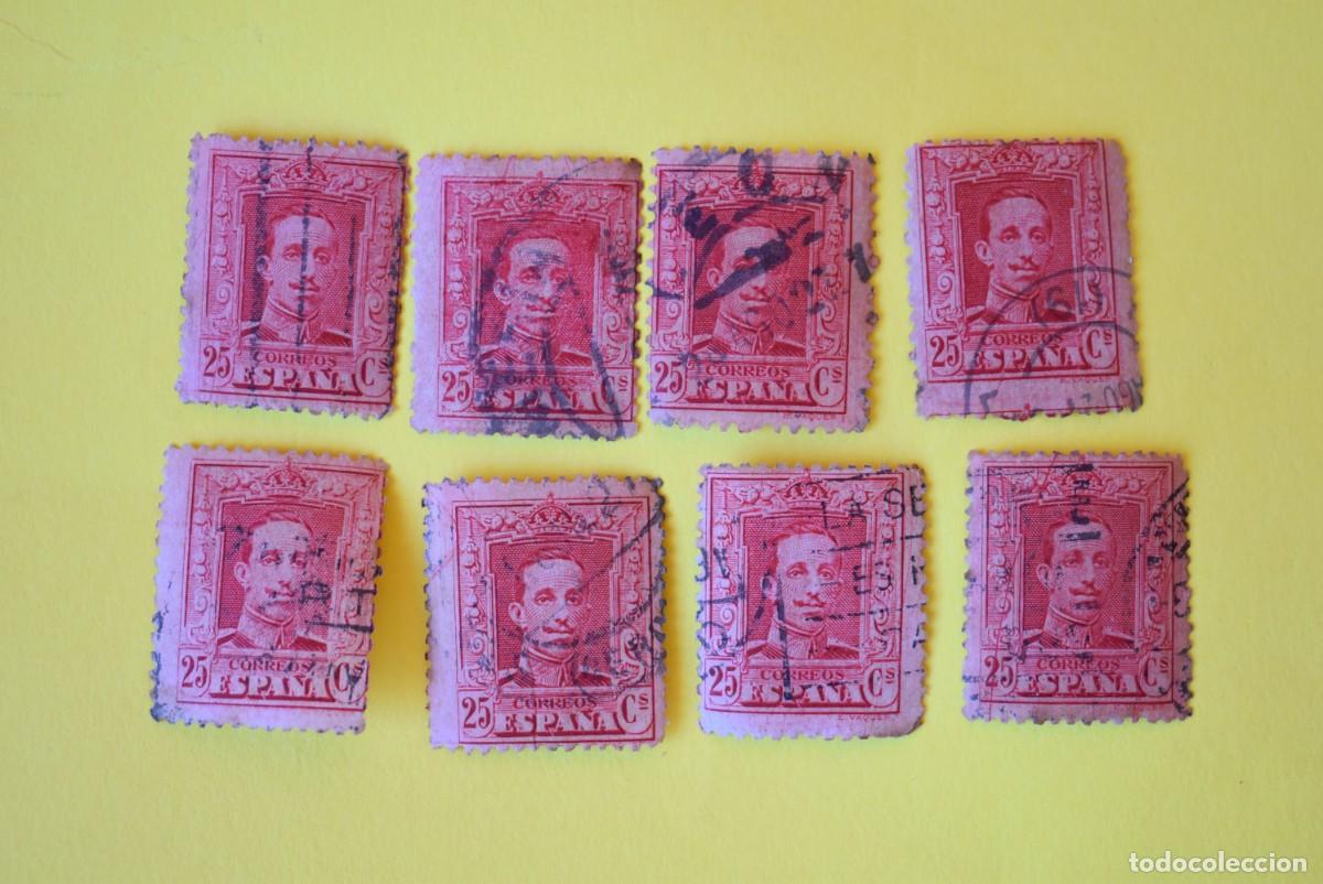 Francobolli: Lote 8 sellos Espa&ntilde;a. Alfonso XIII. 25 C&eacute;ntimos. Edifil 317. Usados. (lote 2)