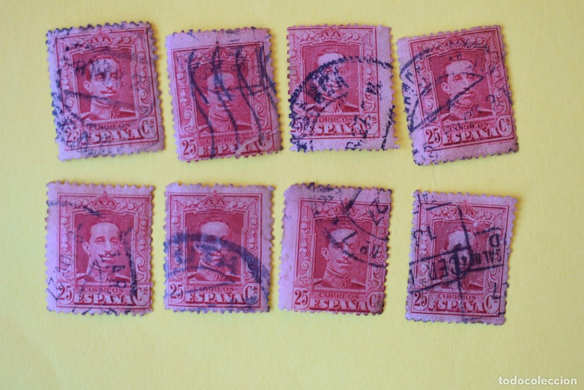 Francobolli: Lote 8 sellos Espa&ntilde;a. Alfonso XIII. 25 C&eacute;ntimos. Edifil 317. Usados. (lote 3)