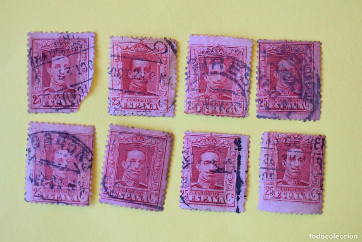 Francobolli: Lote 8 sellos Espa&ntilde;a. Alfonso XIII. 25 C&eacute;ntimos. Edifil 317. Usados. (lote 4)