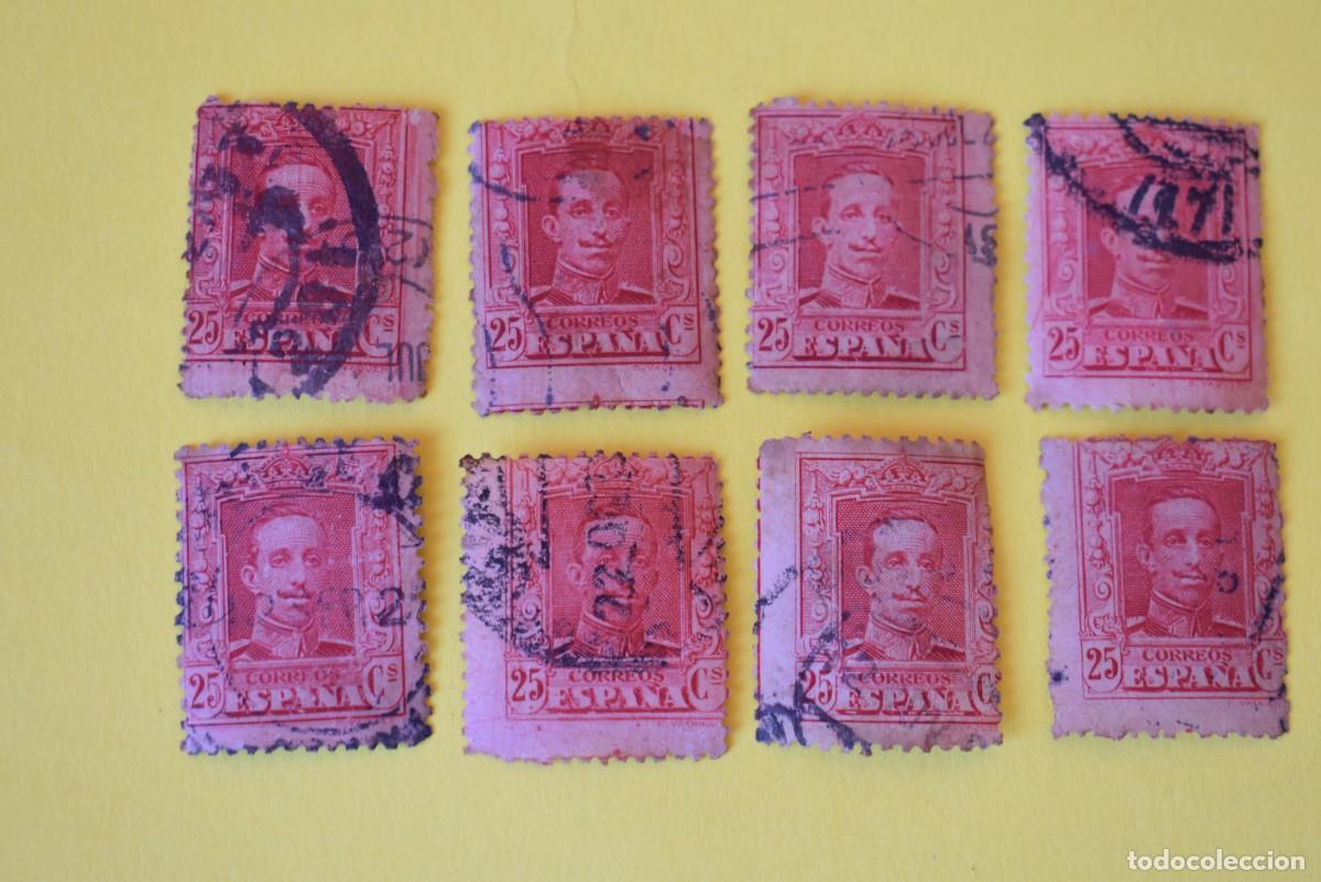 Stamps: Lote 8 sellos Espa&ntilde;a. Alfonso XIII. 25 C&eacute;ntimos. Edifil 317. Usados. (lote 5)