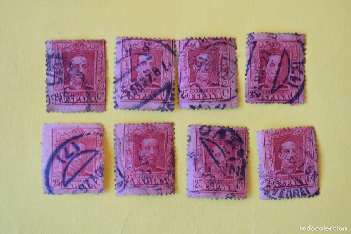 Francobolli: Lote 8 sellos Espa&ntilde;a. Alfonso XIII. 25 C&eacute;ntimos. Edifil 317. Usados. (lote 7)
