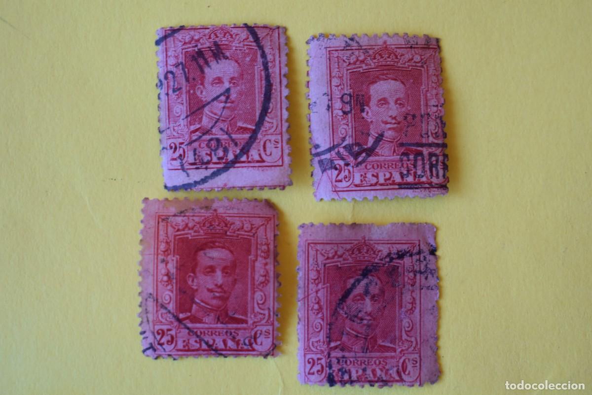Francobolli: Lote 4 sellos Espa&ntilde;a. Alfonso XIII. 25 C&eacute;ntimos. Edifil 317. Usados. (lote 8)