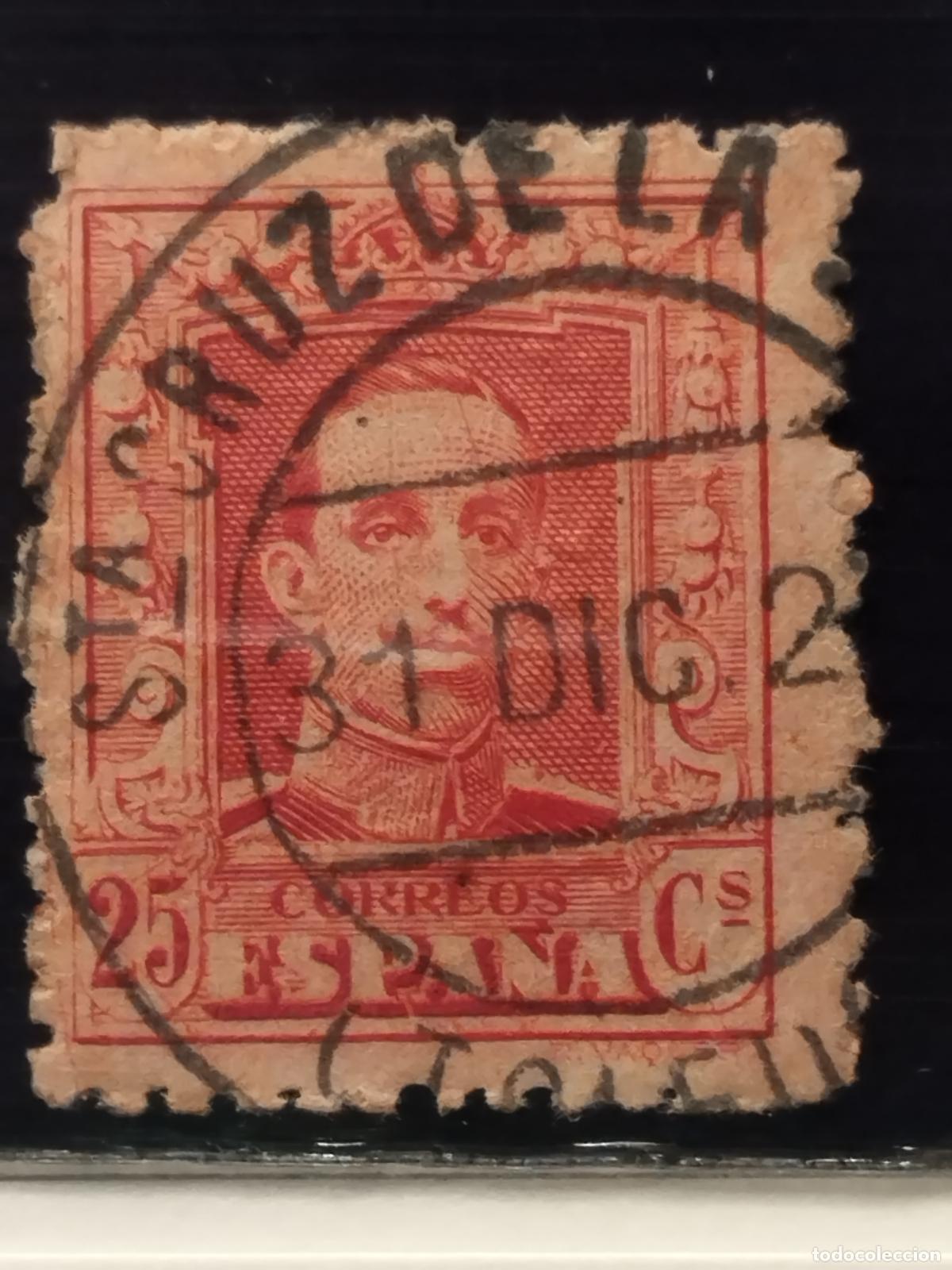 Sellos: JT - ESPA&Ntilde;A - EDIFIL 317. FECHADOR NEGRO DE SANTA CRUZ DE LA ZARZA. TOLEDO. MUY BONITO Y RARO