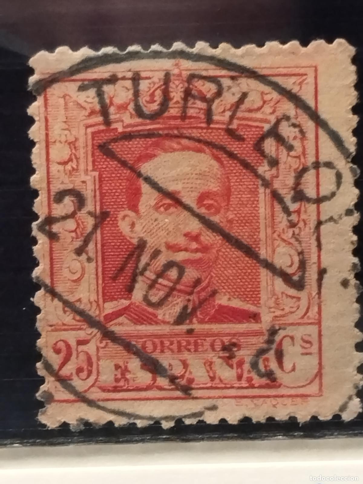 Sellos: JT - ESPA&Ntilde;A - EDIFIL 317. FECHADOR NEGRO DE TURLENQUE. TOLEDO. RARISIMO