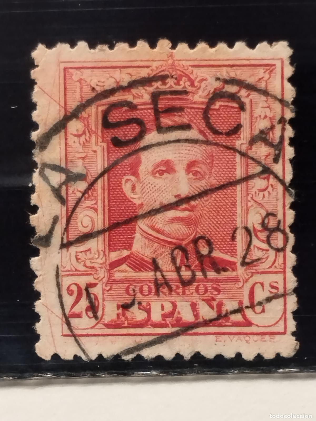 Sellos: JT - ESPA&Ntilde;A - EDIFIL 317. FECHADOR NEGRO DE LA SECA. VALLADOLID. LUJO Y RARO