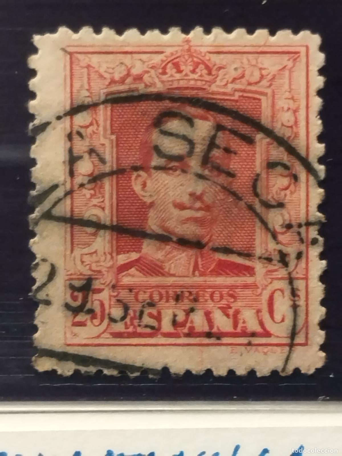 Sellos: JT - ESPA&Ntilde;A - EDIFIL 317. FECHADOR NEGRO DE LA SECA. VALLADOLID. LUJO Y RARO