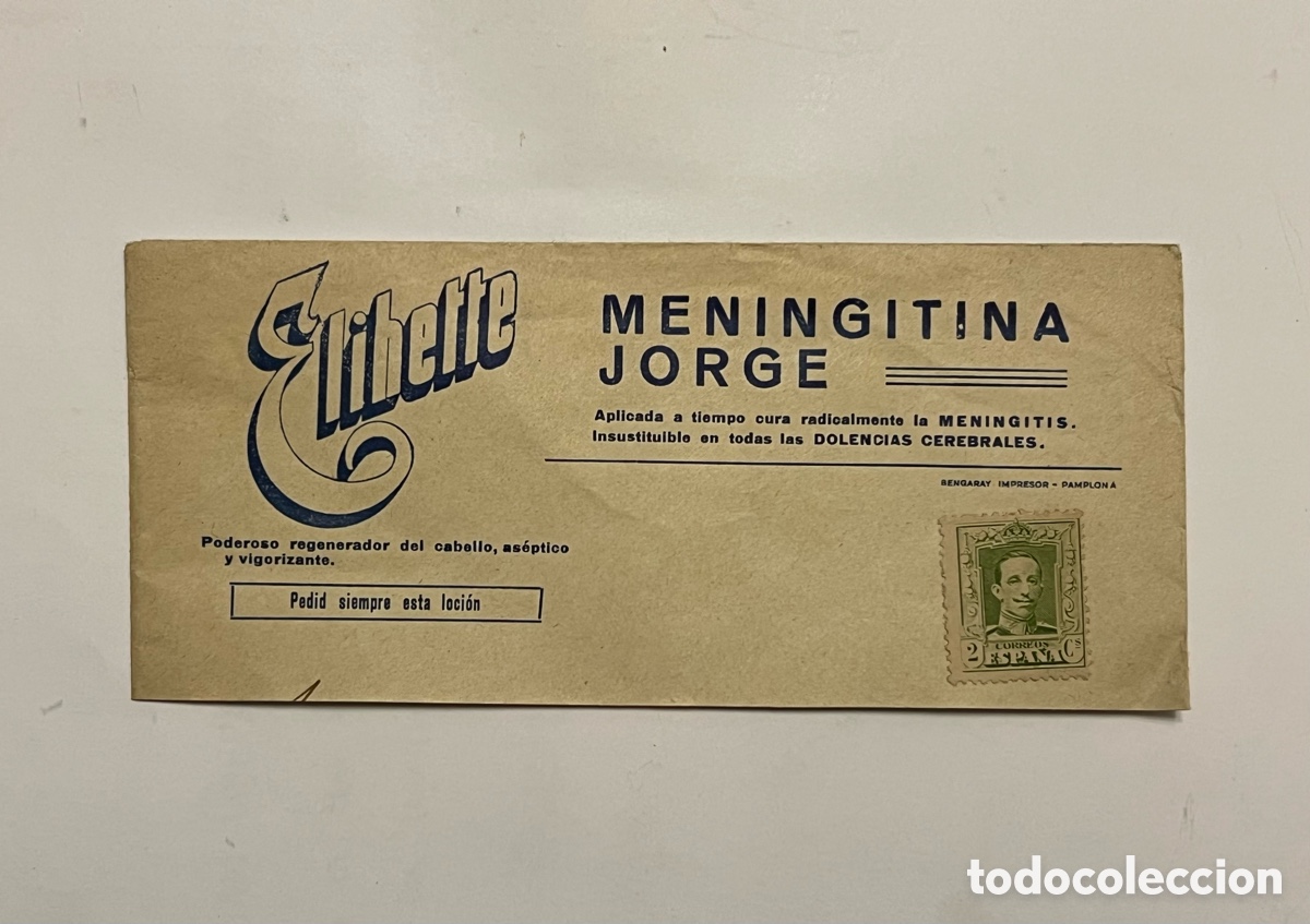 Sellos: FILATELIA ALFONSO XIII.. Sobre comercial. Meningitina Jorge