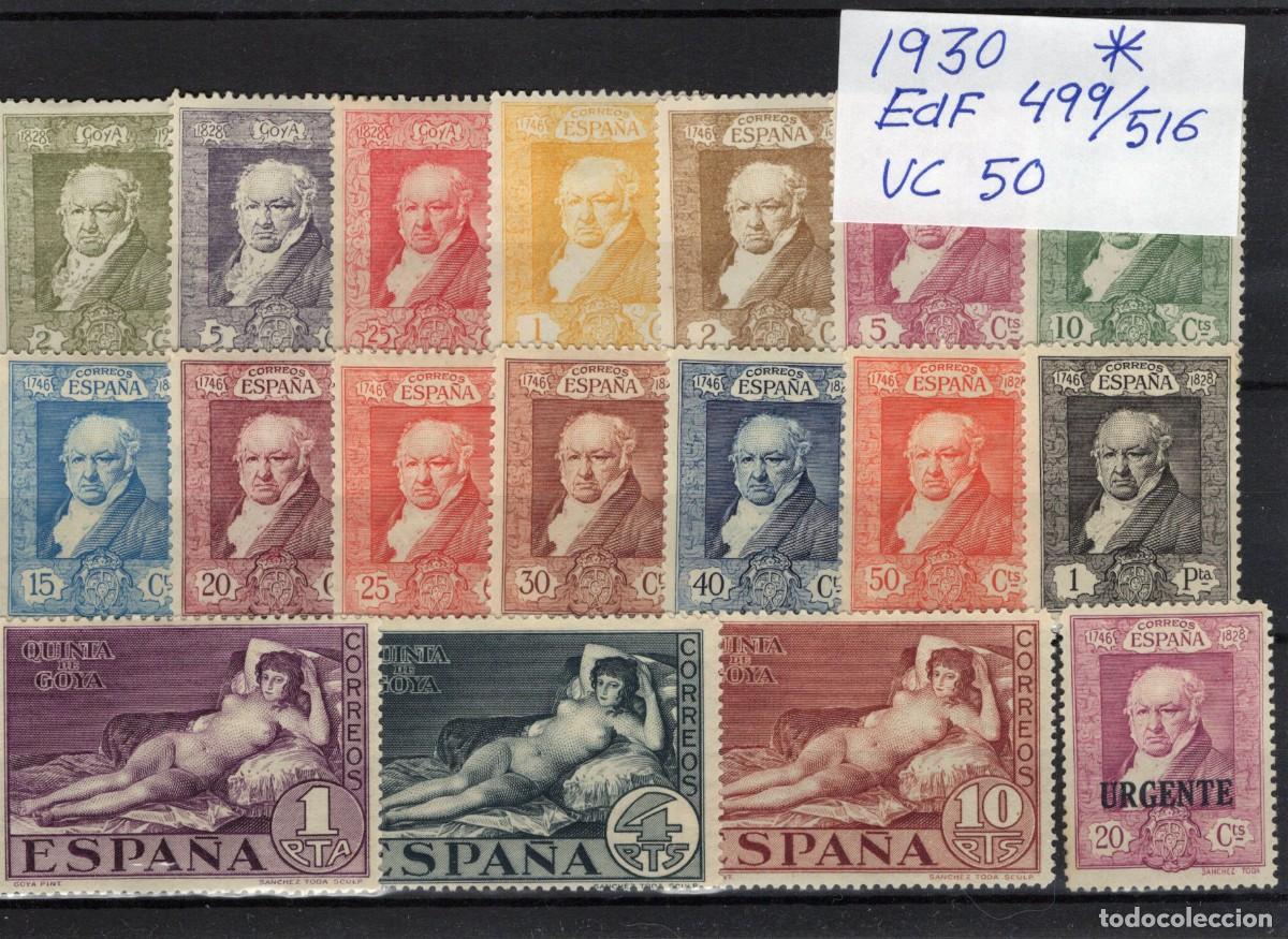 Stamps: PC561 Sellos Espa&ntilde;a a&ntilde;o 1930 EDIFIL 499/516* sellos originales en NUEVO v.c. 50 &euro;