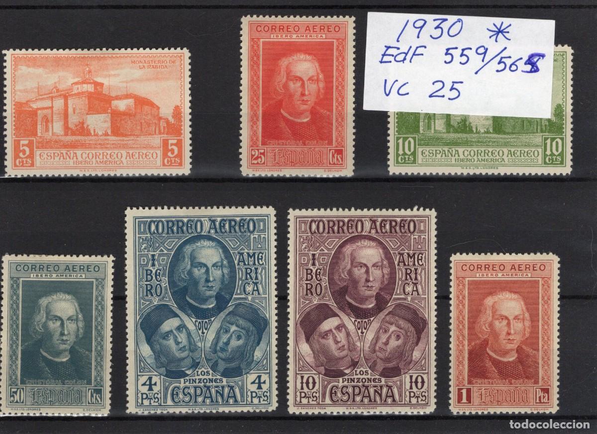 Stamps: PC565 Sellos Espa&ntilde;a a&ntilde;o 1930 EDIFIL 559/565* sellos originales en NUEVO v.c. 25 &euro;