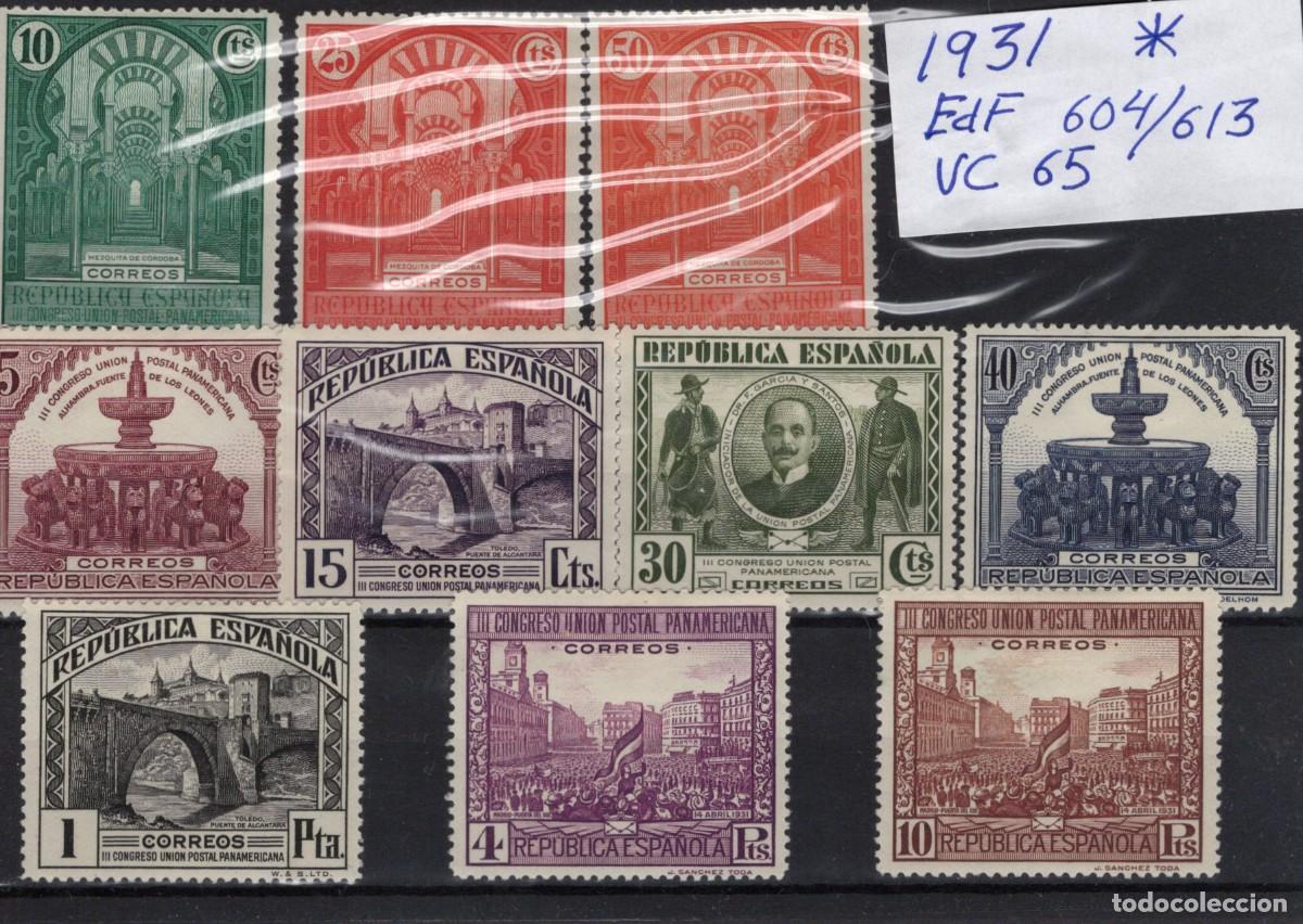 Francobolli: PC571 Sellos Espa&ntilde;a a&ntilde;o 1931 EDIFIL 604/613* sellos originales en NUEVO v.c. 65 &euro;