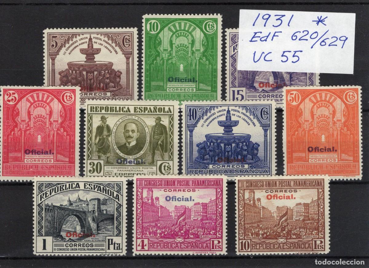 Stamps: PC573 Sellos Espa&ntilde;a a&ntilde;o 1931 EDIFIL 620/629* sellos originales en NUEVO v.c. 55 &euro;