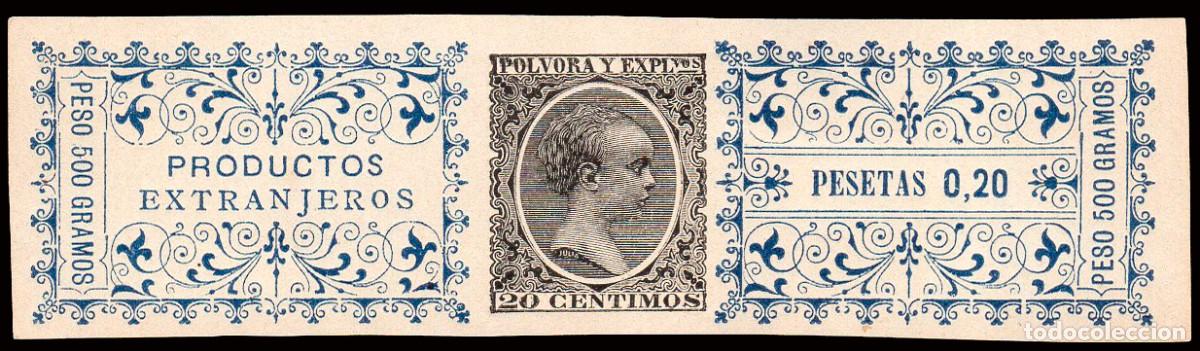 Sellos: Espa&ntilde;a - Fiscales - P&oacute;lvora y Explosivos - Alemany ** 25 - 1899 - 20 cts. peso 500 gr.