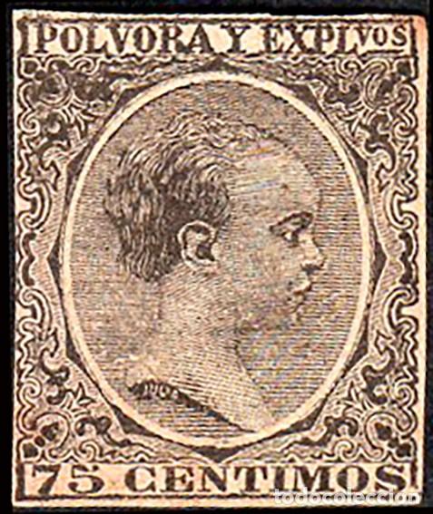 Sellos: Espa&ntilde;a - Fiscales - P&oacute;lvora y Explosivos - Alemany ** 29 (sello recortado) - 1895 - 75 cts.