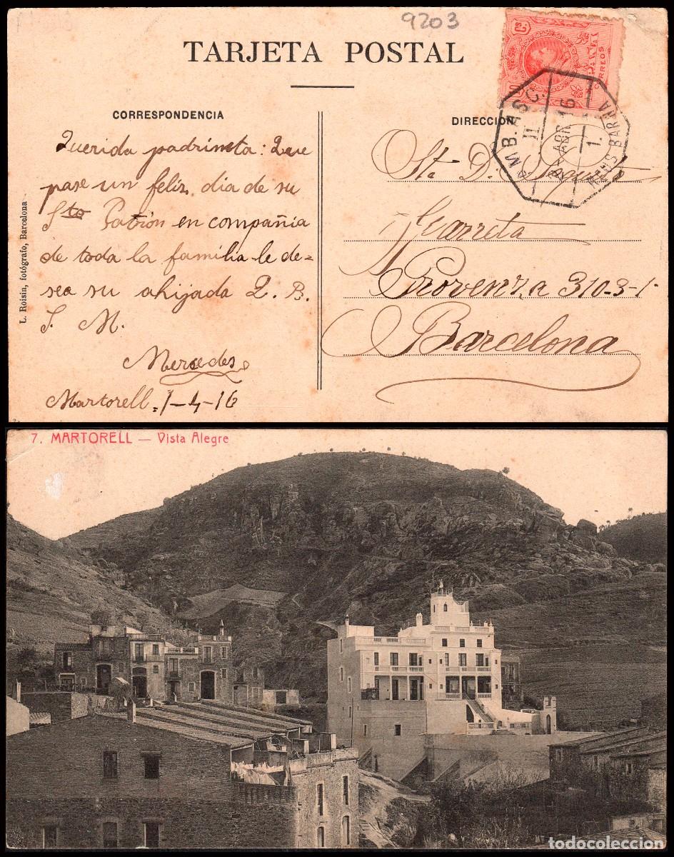 Sellos: Barcelona - Edi o TP 269 - Postal &rdquo;Martorell - Vista Alegra&rdquo; fechada Martorell Mat &rdquo;AMB. Asc. II - 1