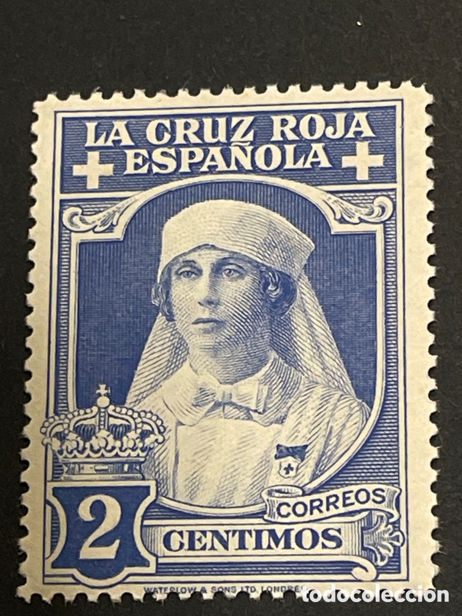 Sellos: Edifil 326 2 Cts azul celeste, Pro Cruz Roja, MNH nuevo sin fijasellos, goma brillante