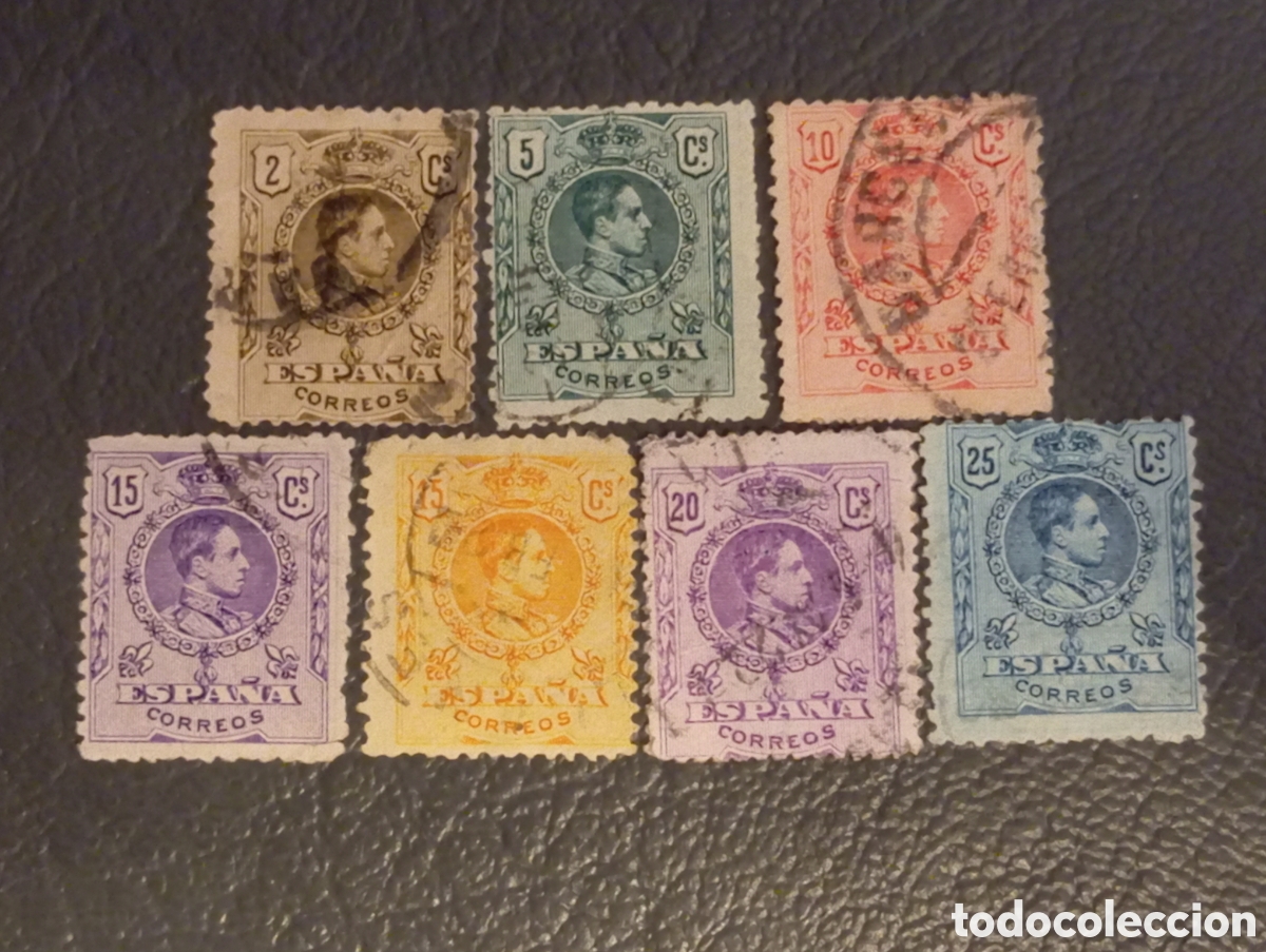 Sellos: Lote 7 Sellos Alfonso XIII Medall&oacute;n (1909-1920) Espa&ntilde;a Usados