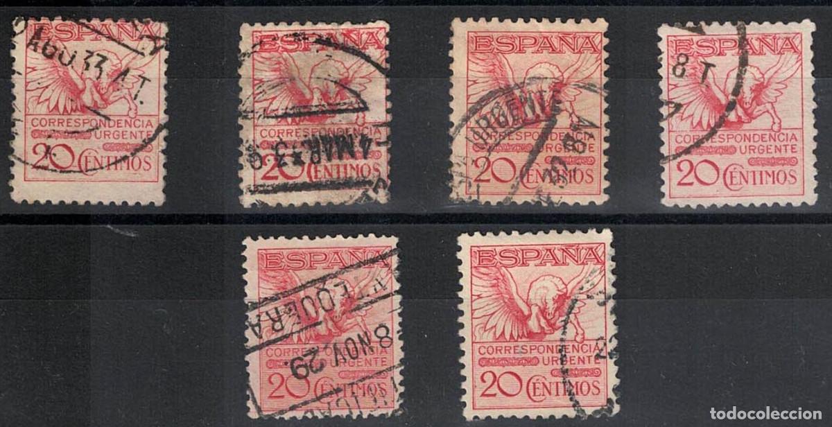 Sellos: FA8882. HISTORIA POSTAL. 1929. Pegaso. Conjunto de 6 valores con diferentes cancelaciones