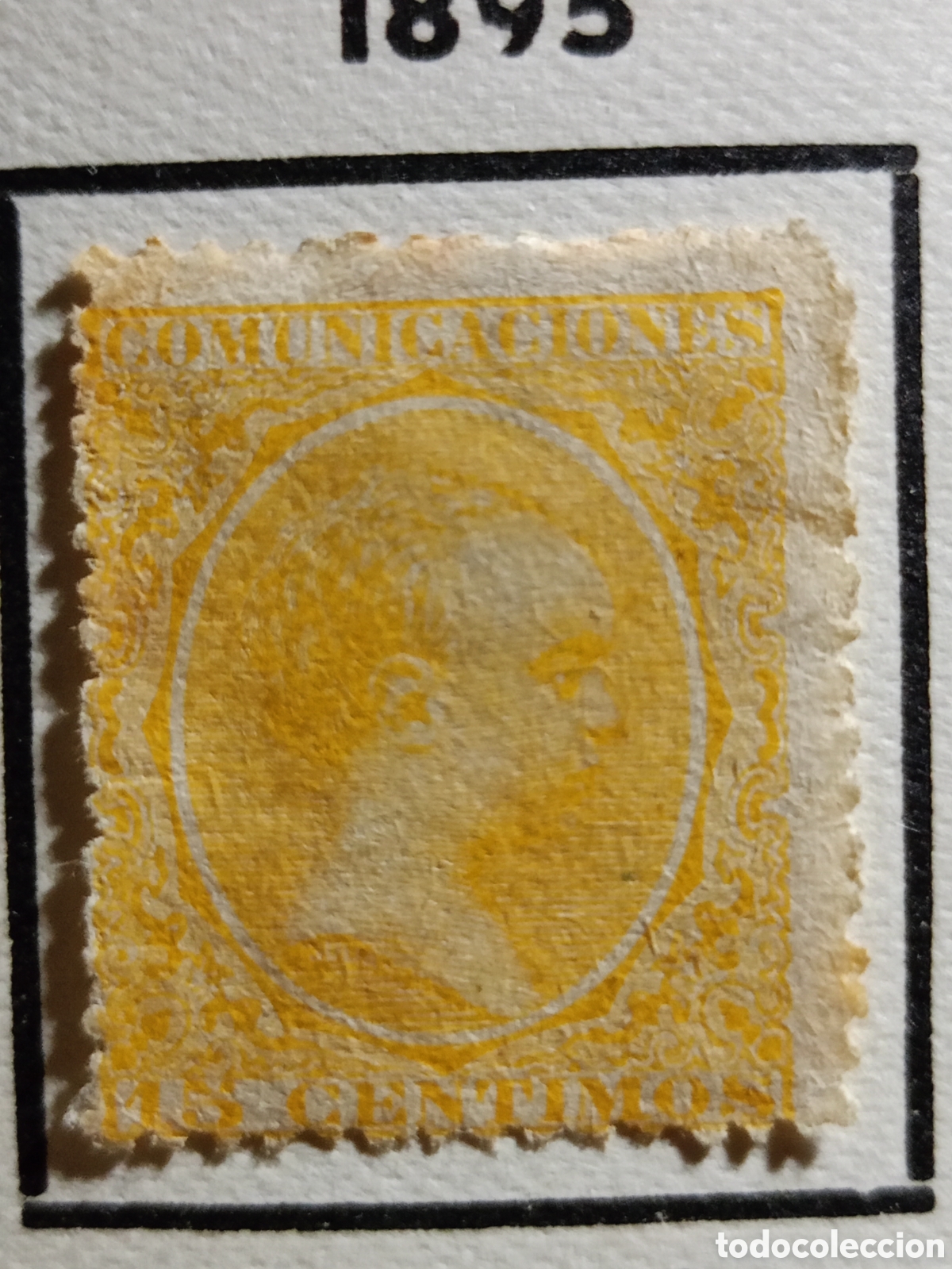Francobolli: Sello Alfonso XIII Espa&ntilde;a 15 c&eacute;ntimos amarillo a&ntilde;o 1895