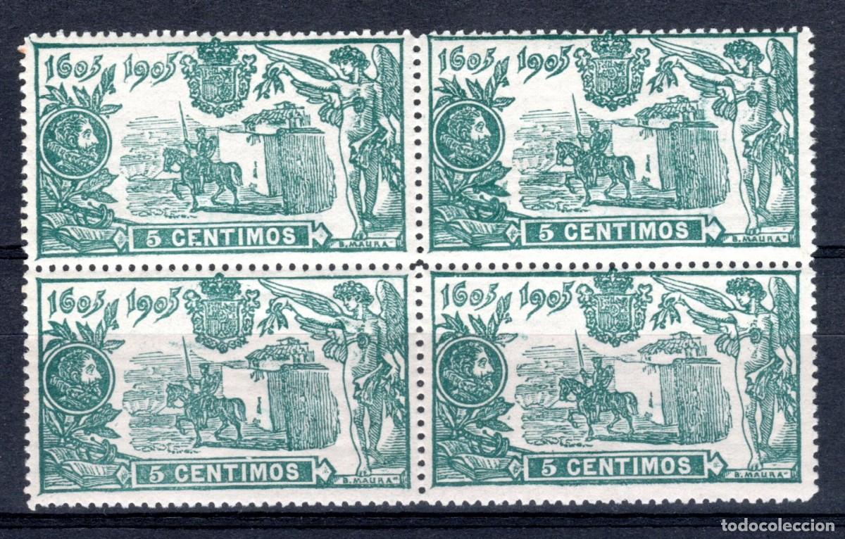 Sellos: EDIFIL 257 III CENTENARIO PUBLICACI&Oacute;N DE EL QUIJOTE 1905 (BLOQUE DE 4). MNH ** (SALIDA: 0,01 &euro;).