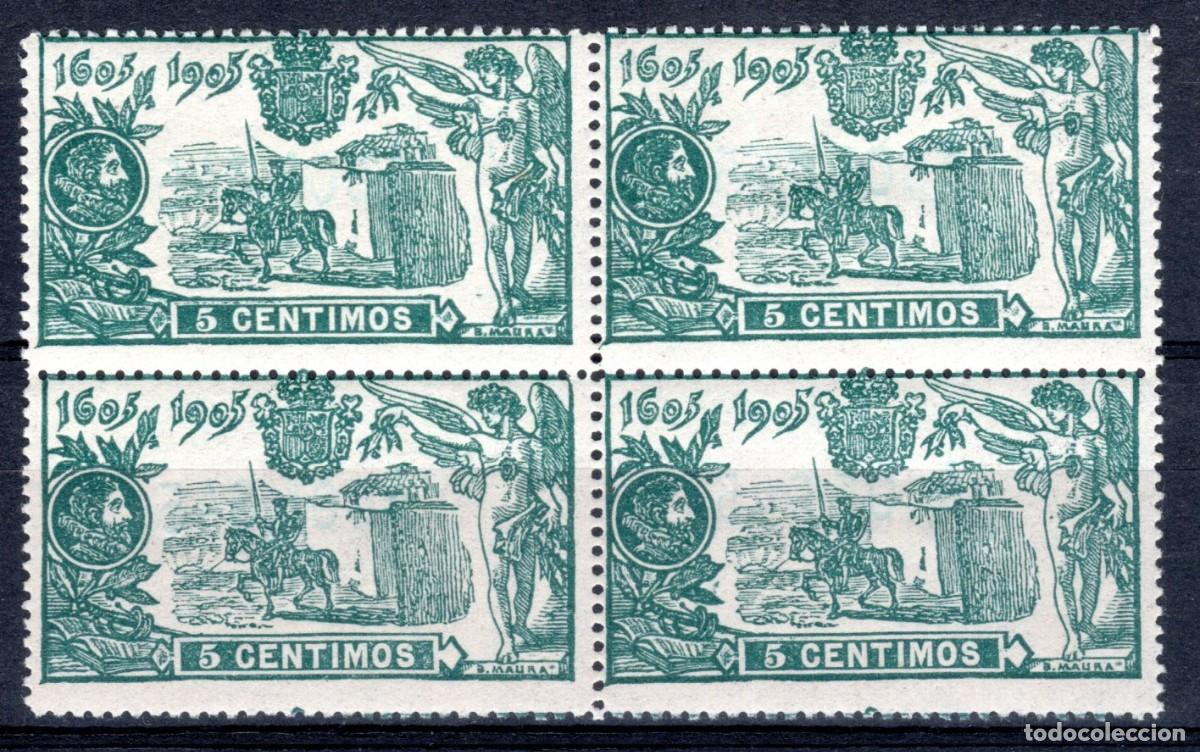 Sellos: EDIFIL 257 III CENTENARIO PUBLICACI&Oacute;N DE EL QUIJOTE 1905 (BLOQUE DE 4). MNH ** (SALIDA: 0,01 &euro;).