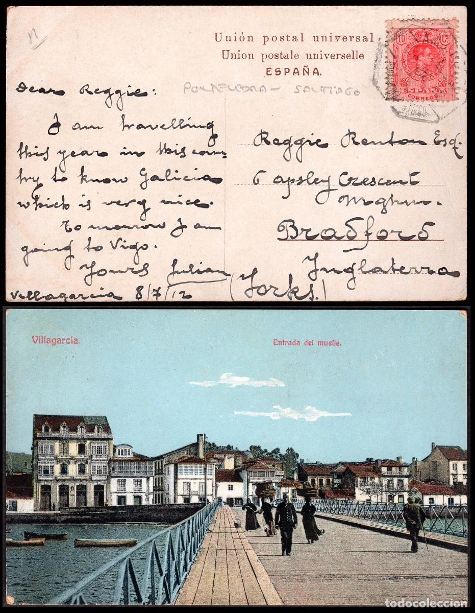 Sellos: Pontevedra - Edi o TP 269 - Postal &rdquo;Villagacia - Entrada Muelle&rdquo; fechada Villagarcia Mat &rdquo;AMB. Descd