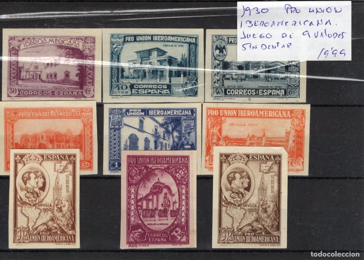 Sellos: Sellos Espa&ntilde;a a&ntilde;o 1930 pro union Iberoamericana juego 9 valores sin dentar