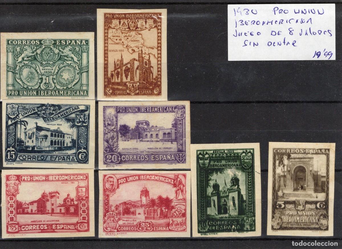 Sellos: Sellos Espa&ntilde;a a&ntilde;o 1930 pro union Iberoamericana juego 8 valores sin dentar