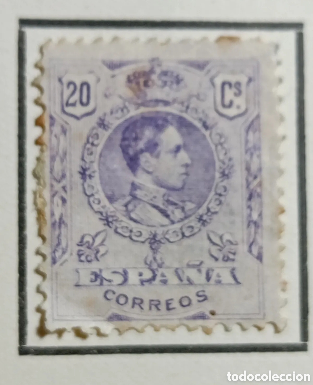 Sellos: Espa&ntilde;a. Sello 1920. Alfonso XIII 20 c violeta
