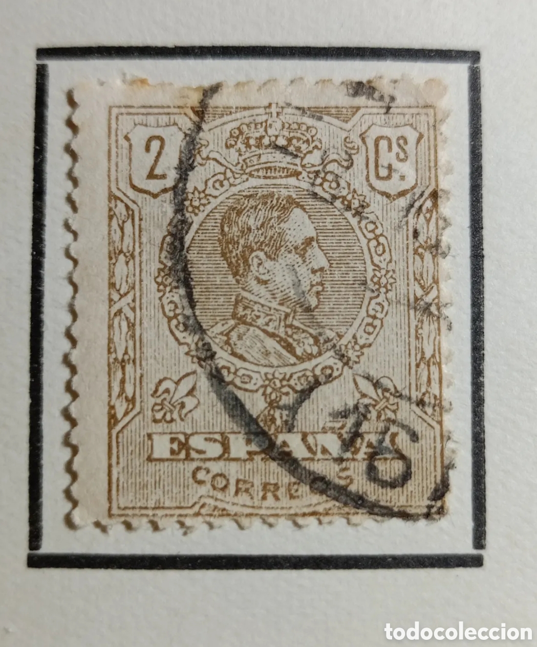 Sellos: Espa&ntilde;a. Sello 1920. Alfonso XIII 2 c sepia