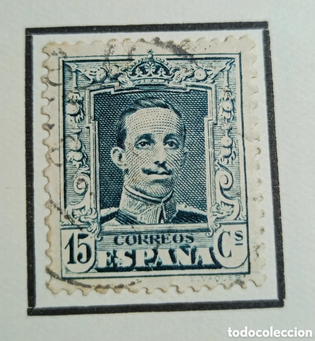 Sellos: Sello 1922-1929-ESPA&Ntilde;A ALFONSO XIII 15 c gris verde