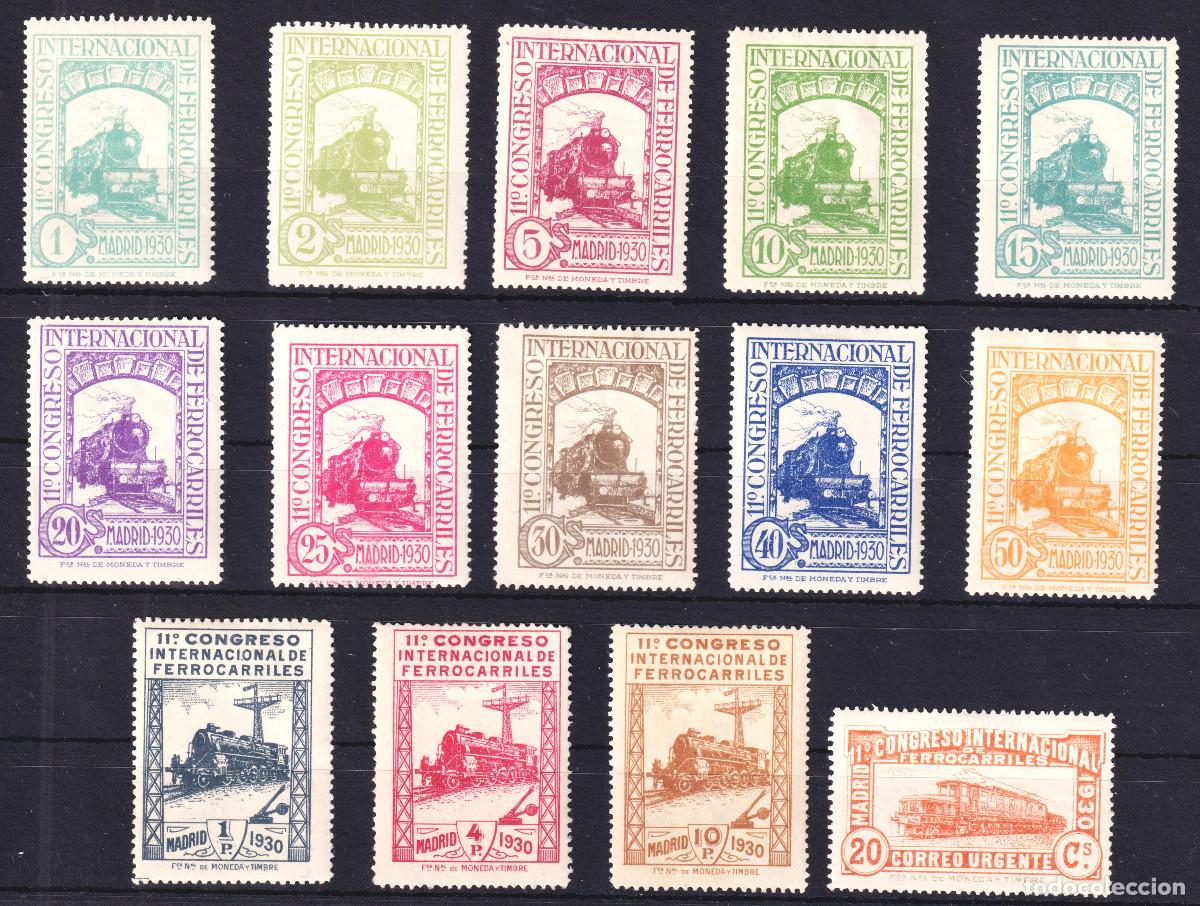 Sellos: ESPA&Ntilde;A CONGRESO INTERNACIONAL FERROCARRILES * 469/482 A&Ntilde;O 1930 - MH - LUJO