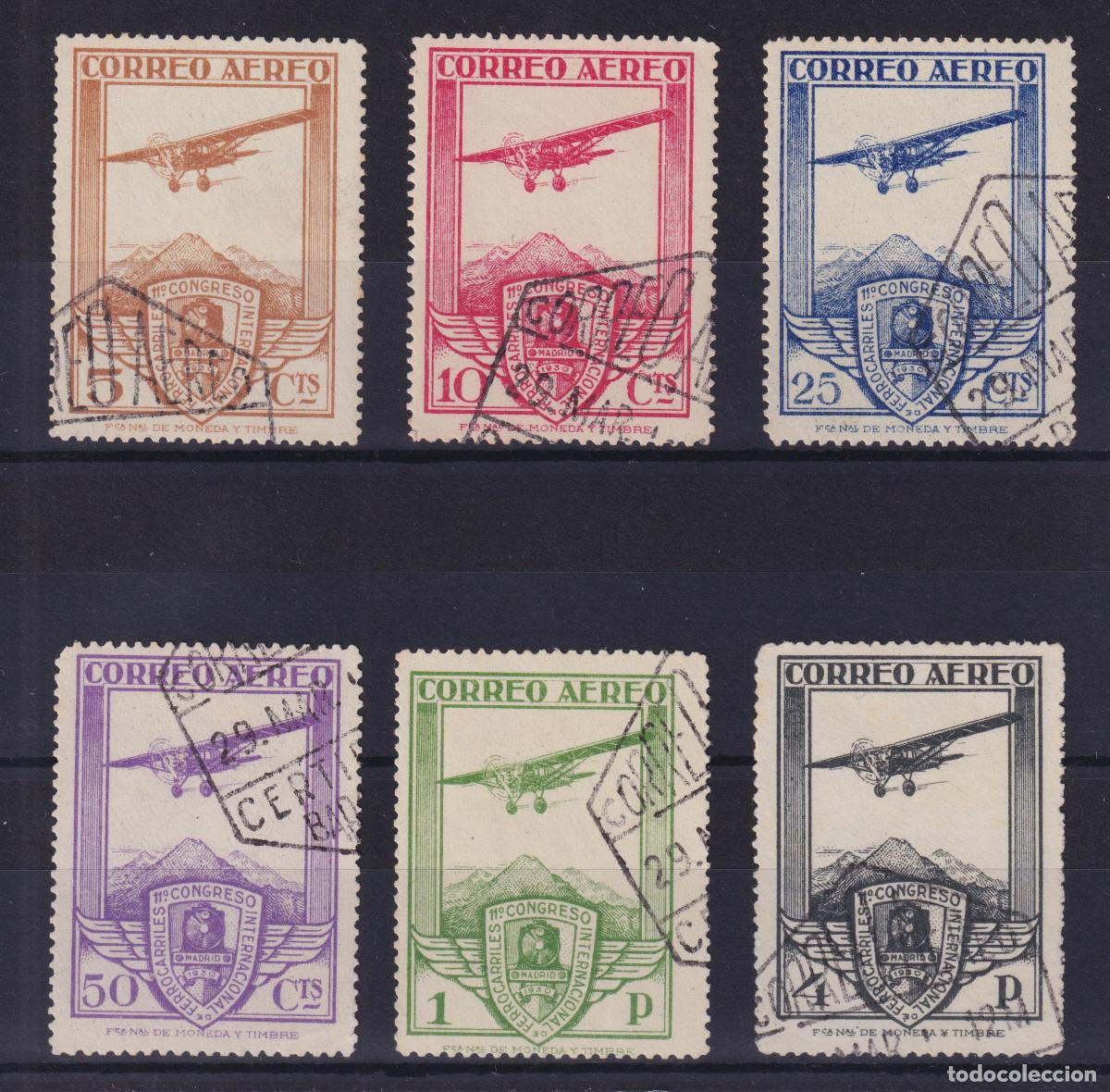 Sellos: ESPA&Ntilde;A FERROCARRILES AEREO &ordm; 483/488 - A&Ntilde;O 1930 - MH - SERIE COMPLETA AUTENTICA