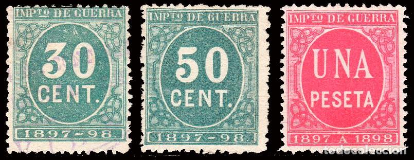 Sellos: Espa&ntilde;a - Fiscales - Impuesto de Guerra - alemany (*)/o 52+54+58 - 1897/98