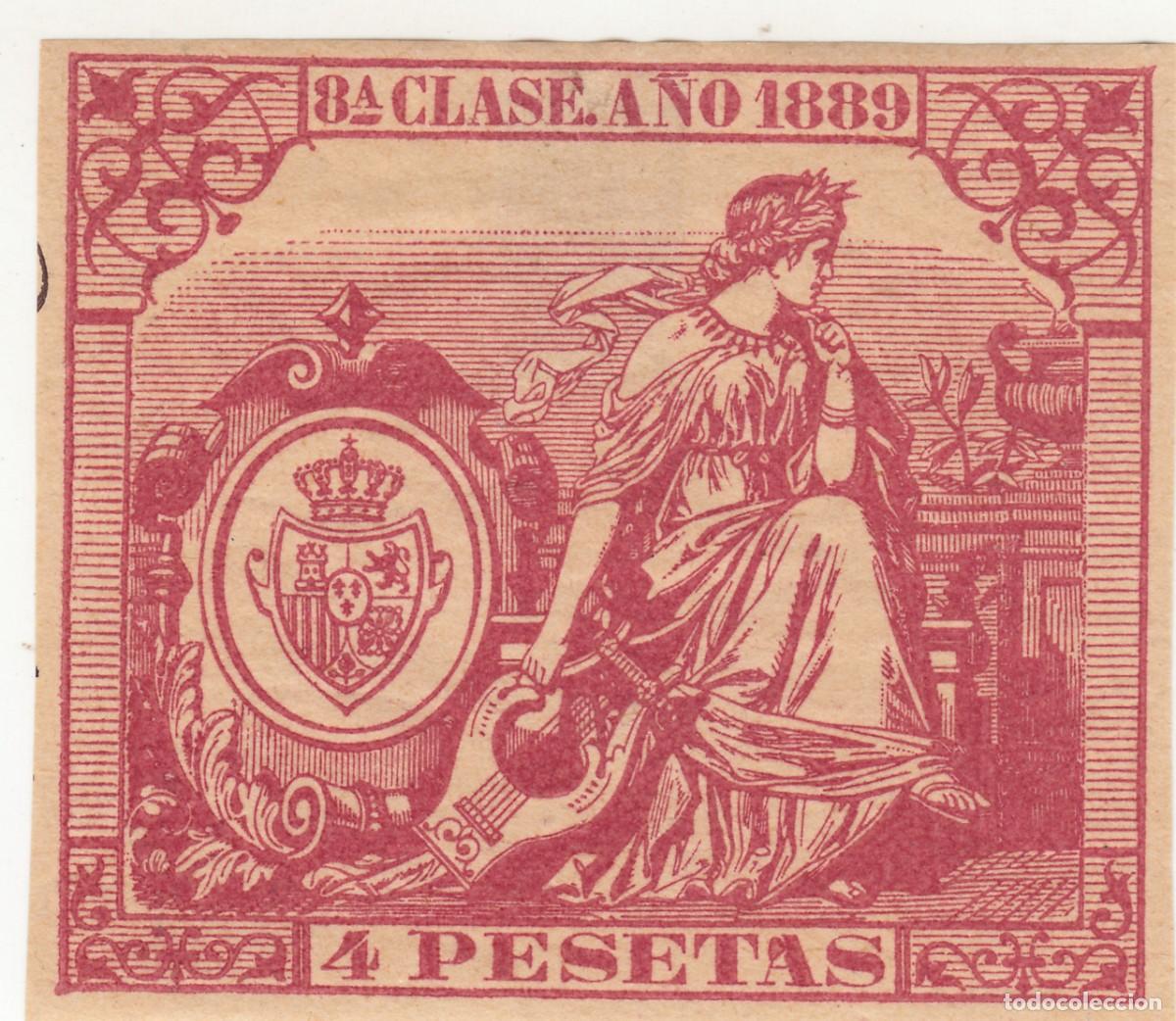 Selos: 1889 SELLO POLIZA FISCAL 8&ordm; 4 PTS EQUIVALENTE AL PAPEL SELLADO ALEMANY N&ordm; 332 NUEVO CON FIJASELLOS