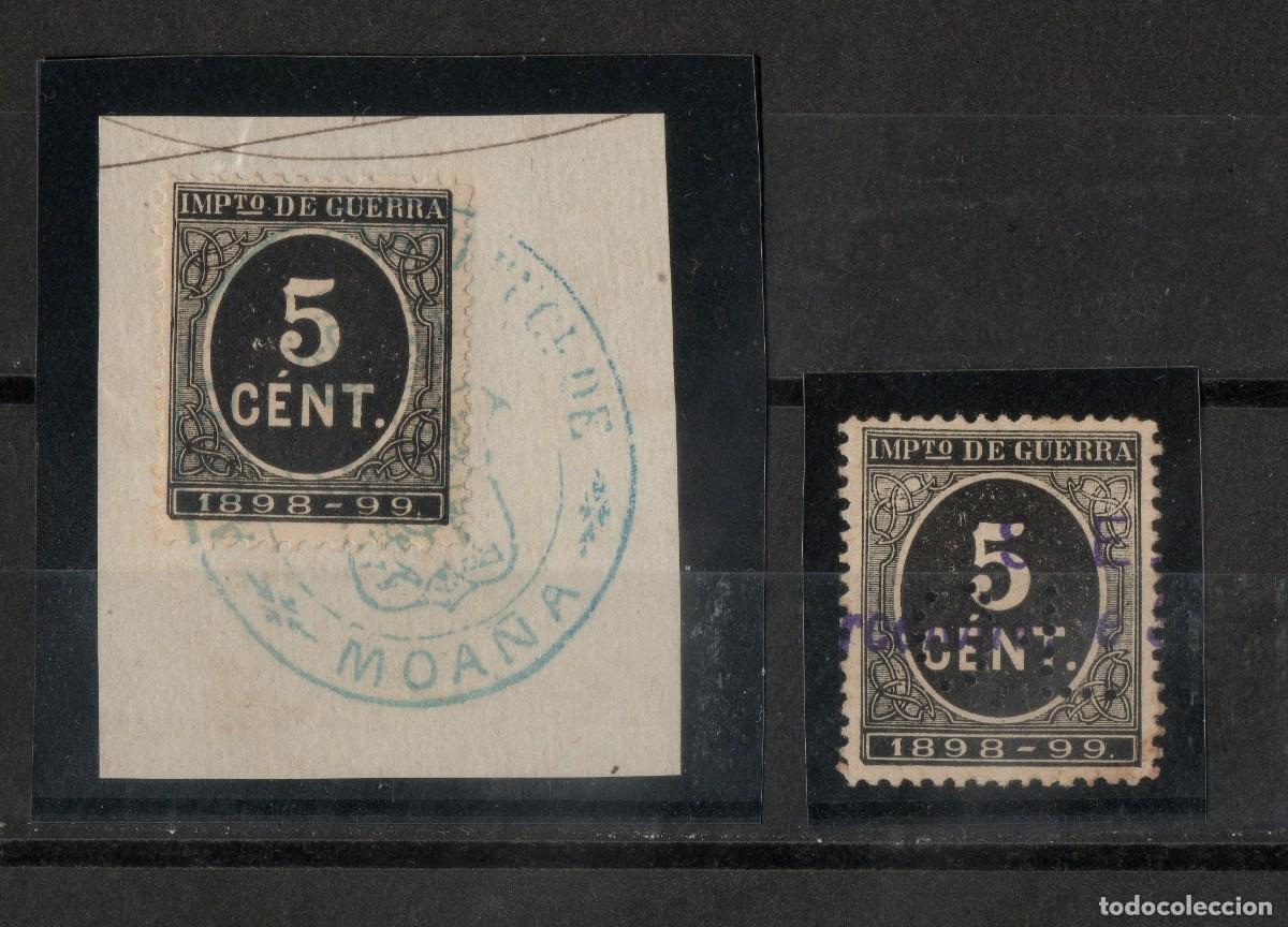 Francobolli: 1898 236 5c. negro Moa&ntilde;a Pontevedra Galicia y Perforado CL - raro