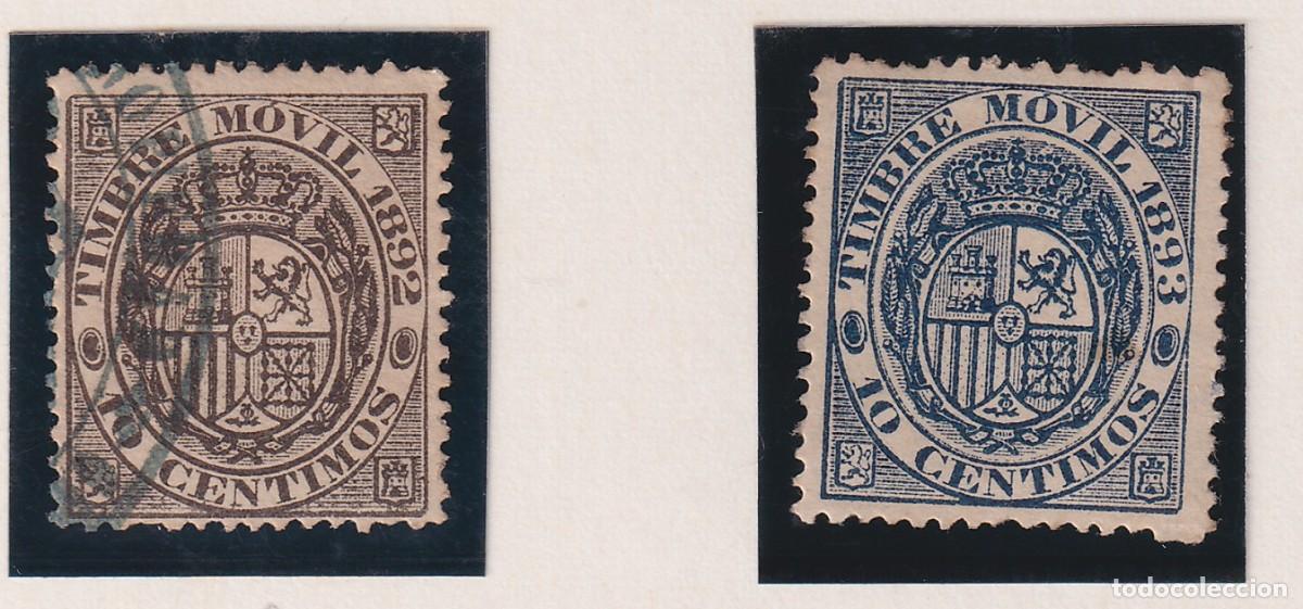 Sellos: TIMBRE MOVIL ALFONSO XIII - 1892 Y 1893 - 10 CENTIMOS - USADO Y NUEVO - LOS DE LA FOTO