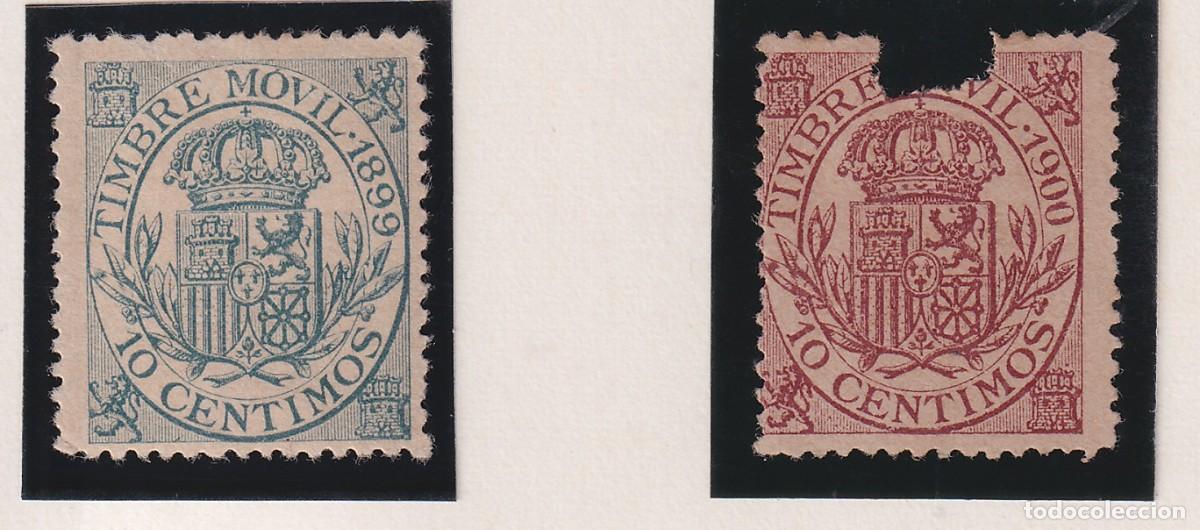 Sellos: TIMBRE MOVIL ALFONSO XIII - 1899 1900 - 10 CENTIMOS - UNO NUEVO Y OTRO DEFECTUOSO - LOS DE LA FOTO