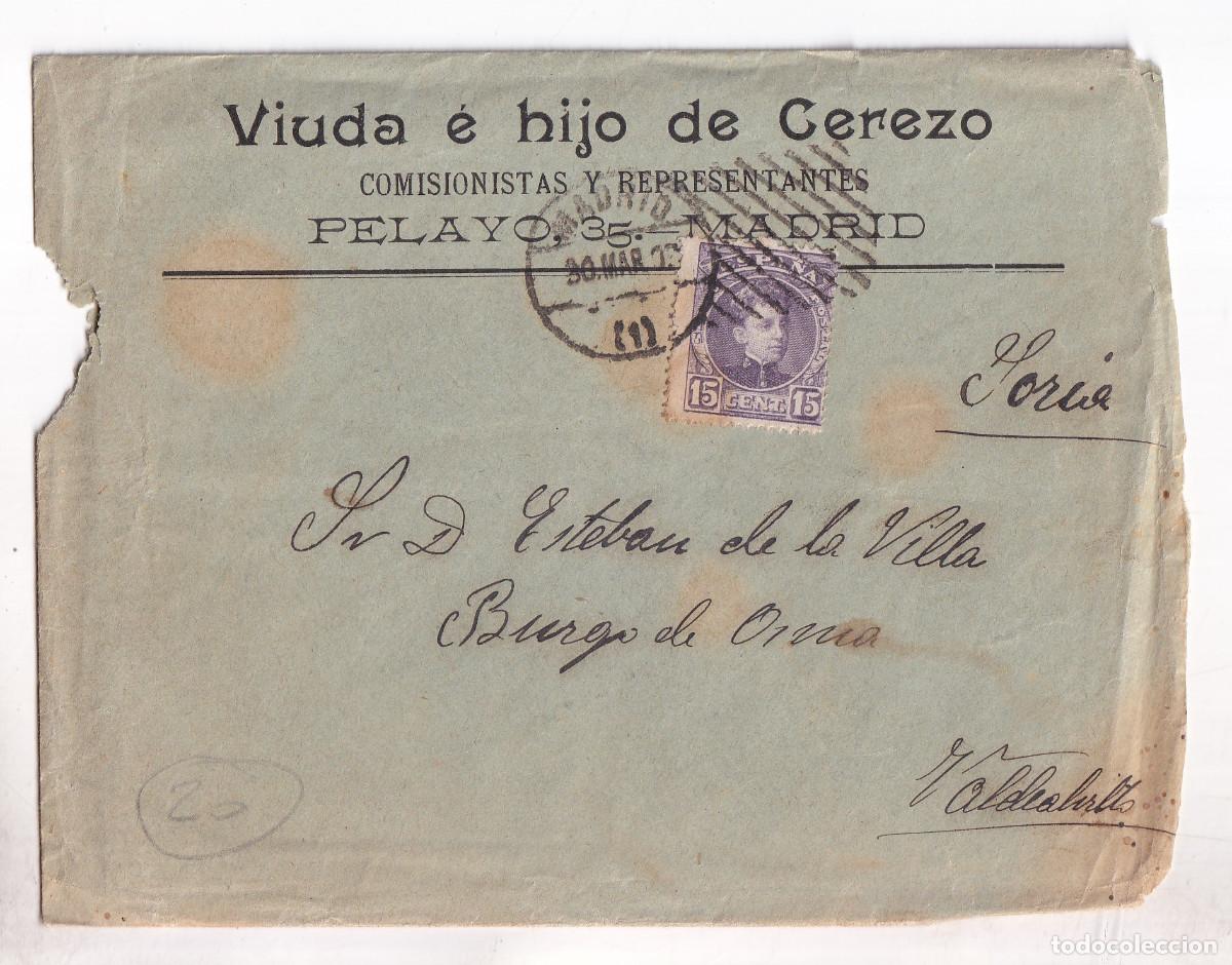 Sellos: SOBRE, CON LA CARTA. MADRID A BURGO DE OSMA. SORIA. 1903. RARO FECHADOR