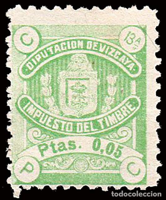 Sellos: Espa&ntilde;a - Fiscales - Diputaci&oacute;n Vizcaya - S/Cat * 0,05 ptas. verde - 1906
