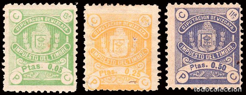 Sellos: Espa&ntilde;a - Fiscales - Diputaci&oacute;n Vizcaya - Alemany (*)3+4+0,05 ptas (sin catalogar) - 1906